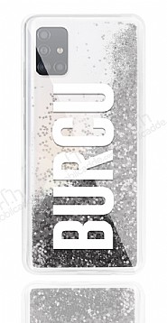 Samsung Galaxy Note 10 Lite Kiiye zel Simli Sulu Silver Rubber Klf