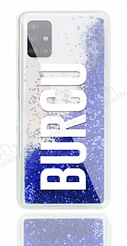 Samsung Galaxy Note 10 Lite Kiiye zel Simli Sulu Mavi Rubber Klf