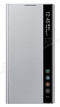 Samsung Galaxy Note 10 Orjinal Clear View Uyku Modlu Silver Klf