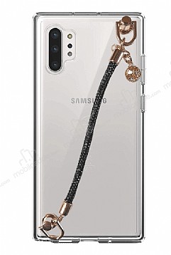 Samsung Galaxy Note 10 Plus Siyah Zincirli effaf Klf