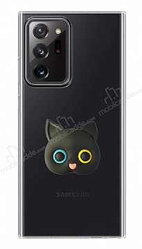 Samsung Galaxy Note 20 Ultra Kedi Figrl Telefon Tutuculu Siyah Silikon Klf
