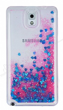 Samsung Galaxy Note 3 Simli Sulu Mavi-Pembe Rubber Klf