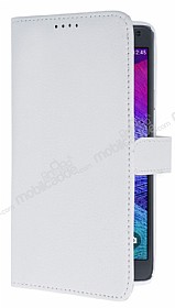 Samsung Galaxy Note 4 Czdanl Yan Kapakl Beyaz Deri Klf