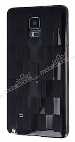 Samsung Galaxy Note 4 Selfie Yzkl Ekose effaf Siyah Silikon Klf