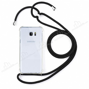Samsung Galaxy Note 5 Siyah Askl effaf Silikon Klf