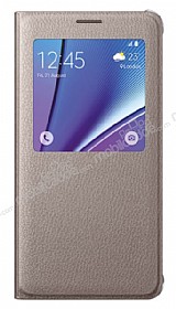 Samsung Galaxy Note 5 Orjinal Pencereli View Cover Gold Klf