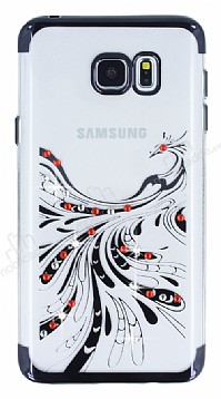 Samsung Galaxy Note 5 Siyah Peacock Tal effaf Silikon Klf