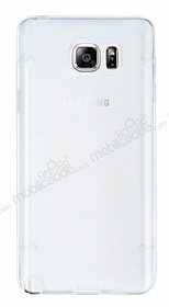 Samsung Galaxy Note 5 Beyaz Silikon Kenarl effaf Rubber Klf