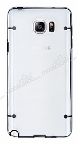 Samsung Galaxy Note 5 Siyah Silikon Kenarl effaf Rubber Klf