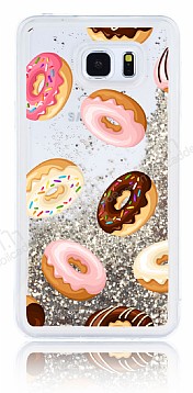 Samsung Galaxy Note 5 Simli Sulu Resimli Donut Gold Silikon Klf