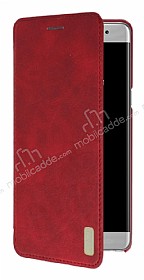 Samsung Galaxy Note FE Kapakl Krmz Deri Klf
