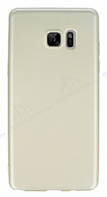 Samsung Galaxy Note FE Mat Krem Silikon Klf
