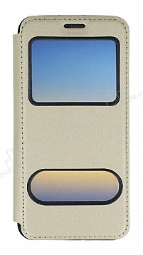 Samsung Galaxy Note 8 ift Pencereli Kapakl Gold Klf
