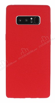 Samsung Galaxy Note 8 Kadife Dokulu Krmz Silikon Klf