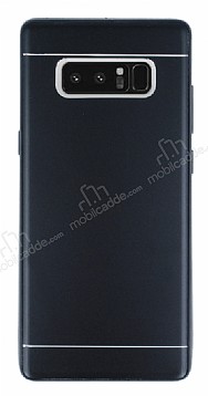 Samsung Galaxy Note 8 Silikon Kenarl Metal Siyah Klf