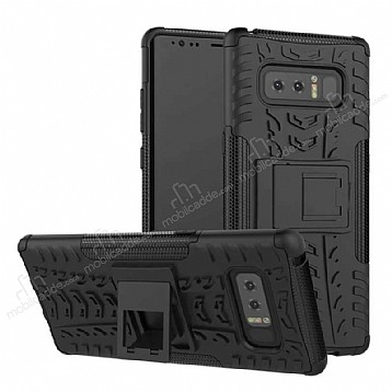 Samsung Galaxy Note 8 Sper Koruma Standl Siyah Klf