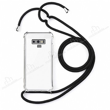 Samsung Galaxy Note 9 Siyah Askl effaf Silikon Klf