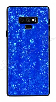 Samsung Galaxy Note 9 Desenli Silikon Kenarl Lacivert Rubber Klf