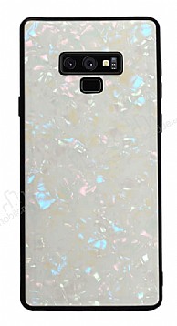 Samsung Galaxy Note 9 Desenli Silikon Kenarl Beyaz Rubber Klf