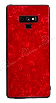 Samsung Galaxy Note 9 Desenli Silikon Kenarl Krmz Rubber Klf