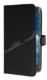Samsung Galaxy Note Edge Czdanl Yan Kapakl Siyah Deri Klf