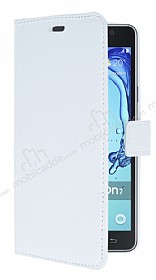 Samsung Galaxy On7 Czdanl Yan Kapakl Beyaz Deri Klf