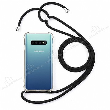 Samsung Galaxy S10 Siyah Askl effaf Silikon Klf