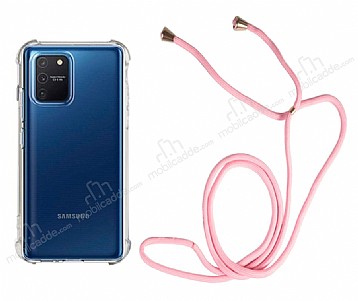 Samsung Galaxy S10 Lite Pembe Askl effaf Silikon Klf