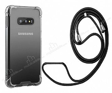 Samsung Galaxy S10e Siyah Askl effaf Silikon Klf
