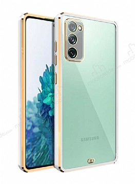 Samsung Galaxy S20 FE Kamera Korumal Bumper Beyaz Silikon Klf
