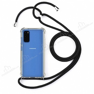 Samsung Galaxy S20 Plus Siyah Askl effaf Silikon Klf