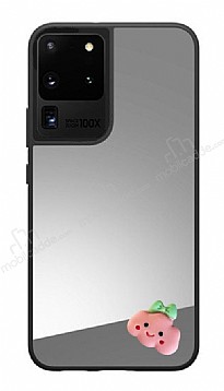 Samsung Galaxy S20 Ultra Pembe Bulut Figrl Aynal Silver Rubber Klf