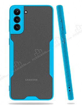Eiroo Painted Samsung Galaxy S21 Plus Kamera Korumal Mavi Klf