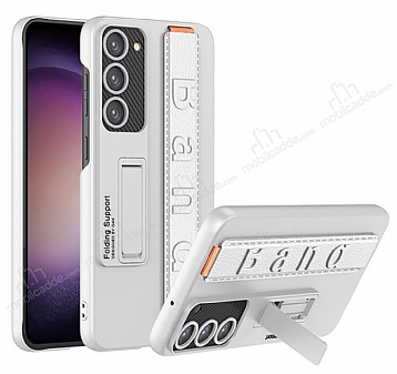 Samsung Galaxy S23 Standl El Tutacakl Sper Koruma Silver Klf