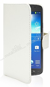 Samsung Galaxy S4 Active Czdanl Yan Kapakl Beyaz Deri Klf