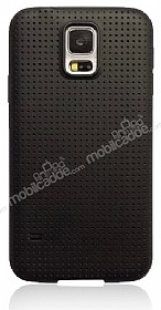 Samsung Galaxy S5 Nokta Desenli Mat Siyah Silikon Klf