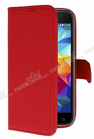 Samsung Galaxy S5 mini Czdanl Yan Kapakl Krmz Deri Klf