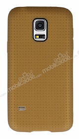 Samsung Galaxy S5 mini Nokta Desenli Mat Gold Silikon Klf