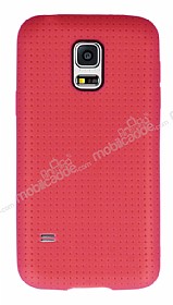 Samsung Galaxy S5 mini Nokta Desenli Mat Pembe Silikon Klf