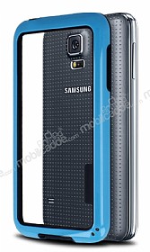 Samsung Galaxy S5 mini Silikon Bumper ereve Mavi Klf