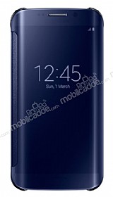 Eiroo Mirror Cover Samsung Galaxy S6 Edge Uyku Modlu Aynal Kapakl Lacivert Klf