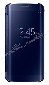 Eiroo Samsung Galaxy S6 Edge Plus Clear View Uyku Modlu Dark Blue Klf