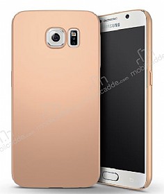 Samsung Galaxy S6 Edge Tam Kenar Koruma Gold Rubber Klf