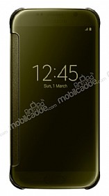 Samsung Galaxy S6 Orjinal Clear View Uyku Modlu Gold Klf