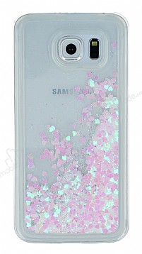 Samsung Galaxy S6 Simli Sulu Ak Pembe Rubber Klf