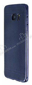 Samsung Galaxy S7 Edge Metalik Nokta Desenli Lacivert Silikon Klf