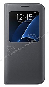 Samsung Galaxy S7 edge Orjinal Pencereli View Cover Siyah Klf