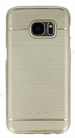 Samsung Galaxy S7 Metalik Nokta Desenli Gold Silikon Klf