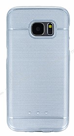 Samsung Galaxy S7 Metalik Nokta Desenli Silver Silikon Klf