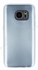 Samsung Galaxy S7 Metalik Silver Silikon Klf